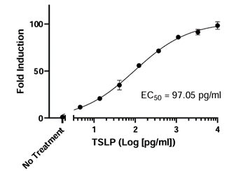 TSLP响应性荧光素酶报告基因Ba/F3细胞系中对TSLP的剂量响应